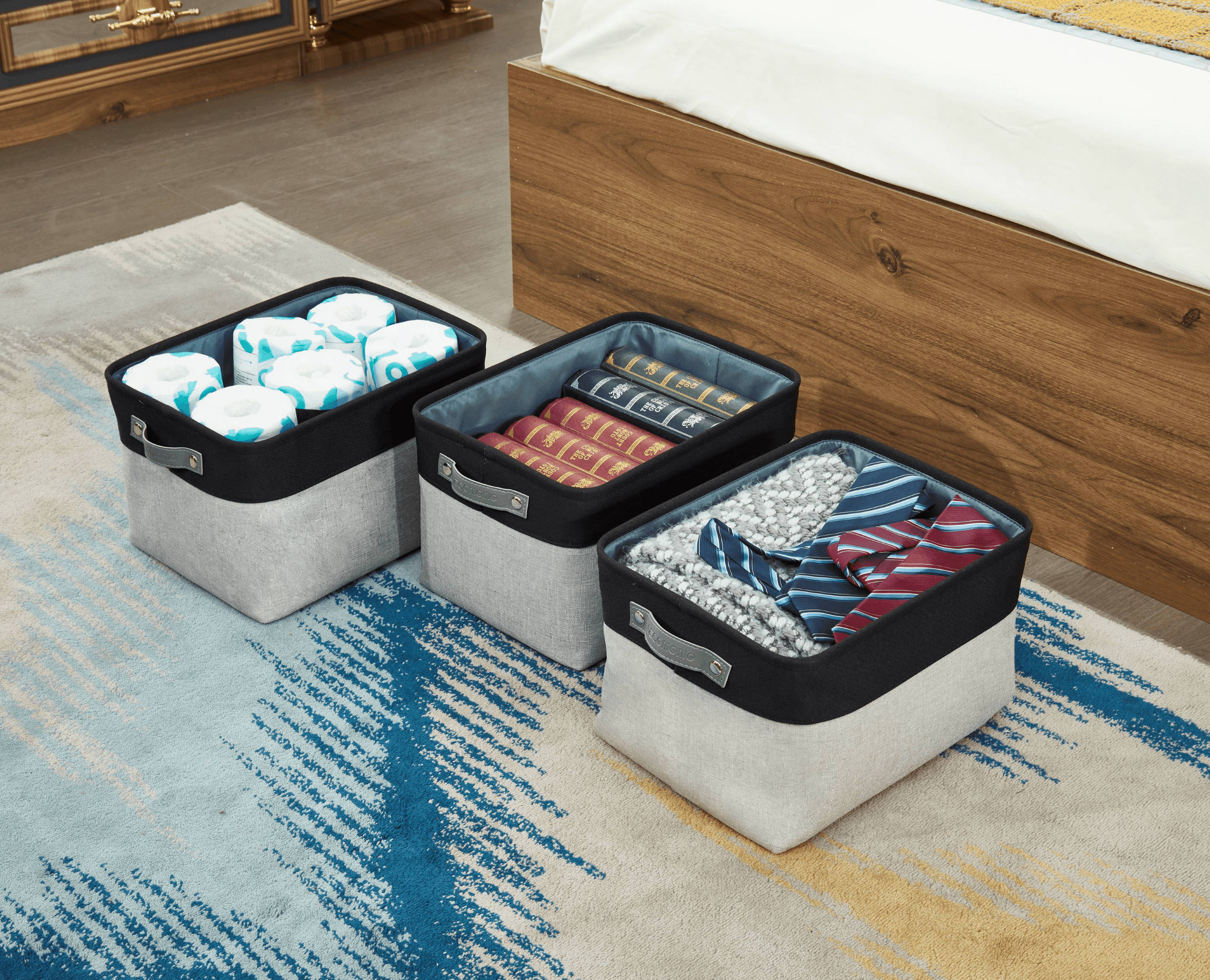 Large Foldable Fabric Storage Basket Closet Organizer Bins